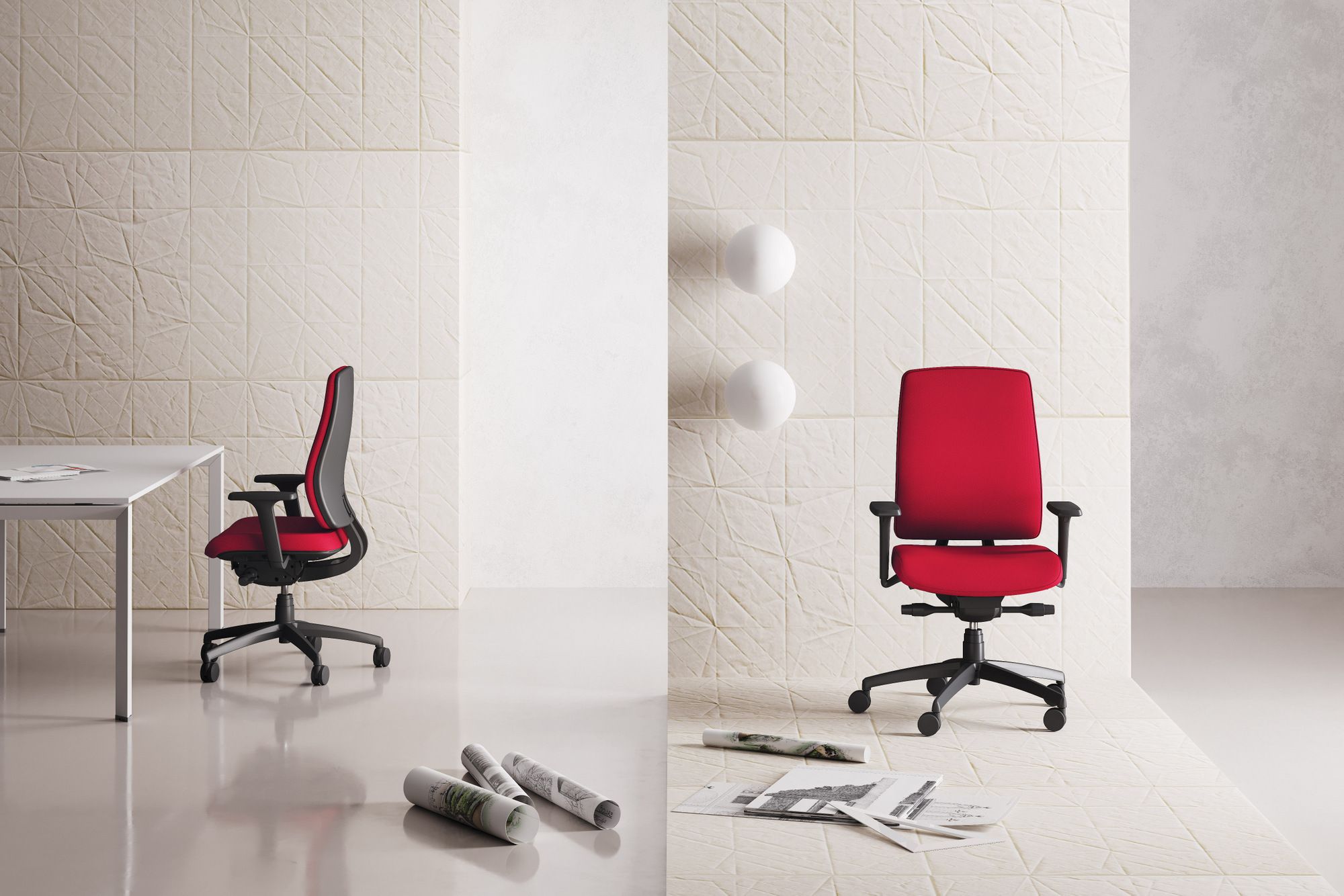 Офисное кресло из ткани с 5 спицами Las Mobili Оскар ARCH-00124270 - Вид №1