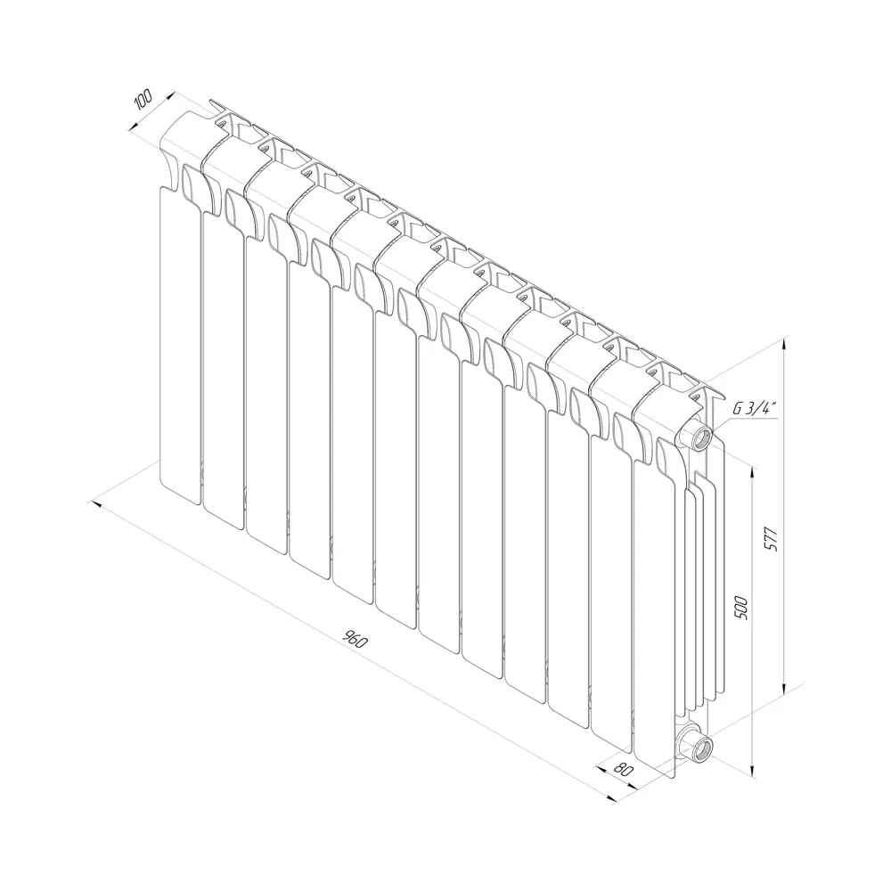 Радиатор секционный Rifar Monolit M50012RAL9005 500/100 12 секций боковое подключение биметалл черный 82560799 STLM-2130094 - Вид №7