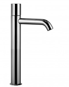 E906WF  Смеситель для раковины на 1 отверстие, высокий изливвылет 14,5 см ручка ограничитель потока воды до 5 л/мин при 3 бар подводка без донного клапана Fantini Rubinetti NOSTROMO НЕРЖАВЕЮЩАЯ СТАЛЬ