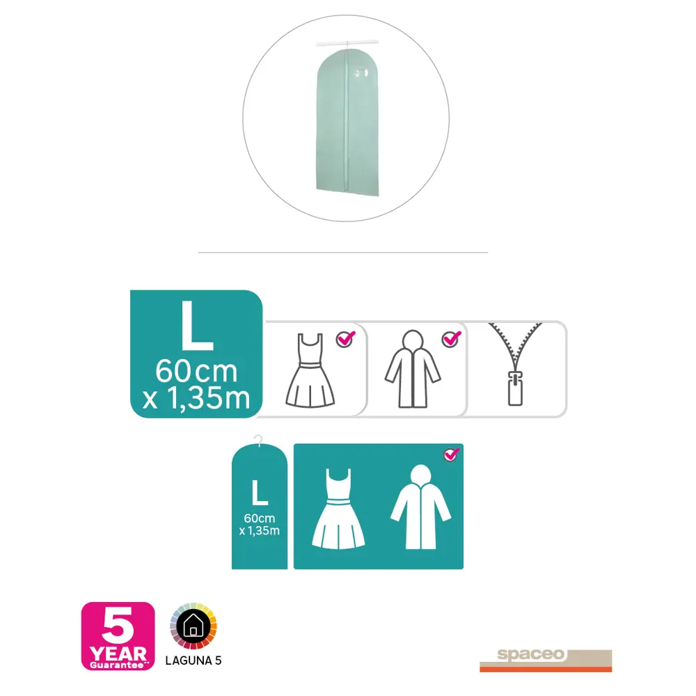Чехол для одежды SPACEO с окном 60x135 см для сезонного гардероба 82658198 STLM-0033015 - Вид №9