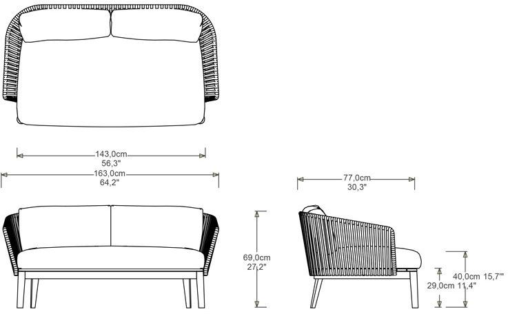 TRIBÙ 2-местный садовый диван с тканевой обивкой Mood 06208 - Вид №5