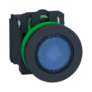 XB5FW36G5 Кнопка с подсветкой скрытого монтажа, пластик, синий, Ø30, встроенный светодиод, 110...120 V AC, 1 НО + 1 НЗ Schneider Electric Harmony XB5