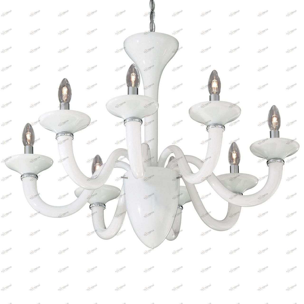 Люстра дизайнерская Nevilles белая, хром White Lady SP8 IDEAL LUX ДИЗАЙНЕРСКИЕ, WHITE LADY BIANCO 057454 Белый 