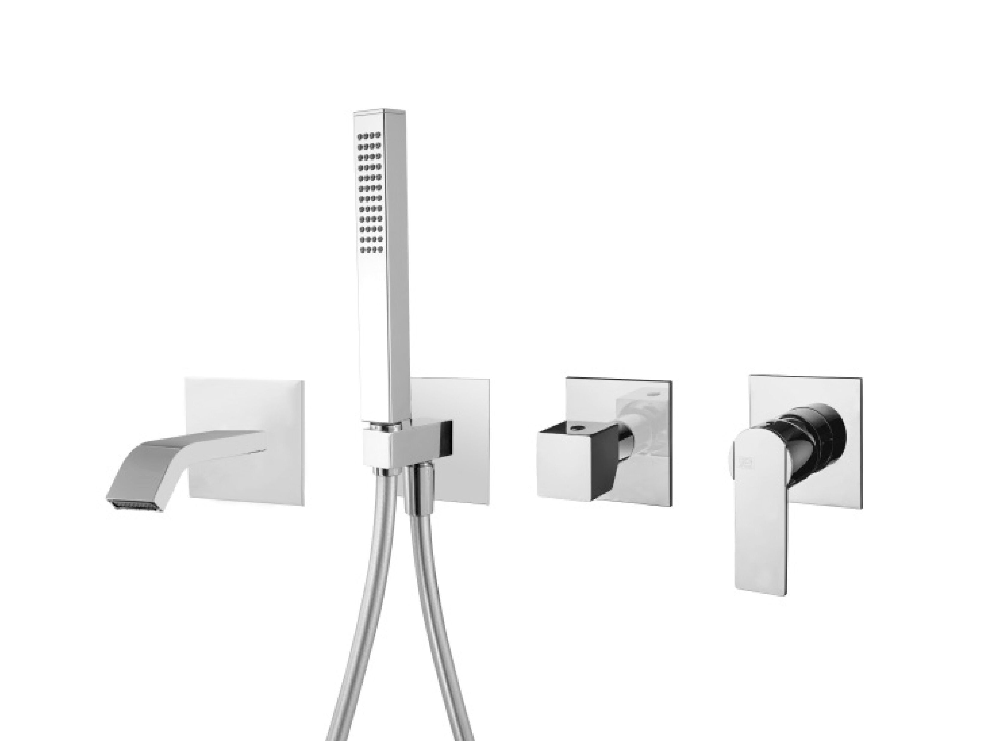 Смеситель для ванны с 4 отверстиями из хромированной латуни с ручным душем QD Magistro Lab Swanky ARCH-00133284 - Вид №1