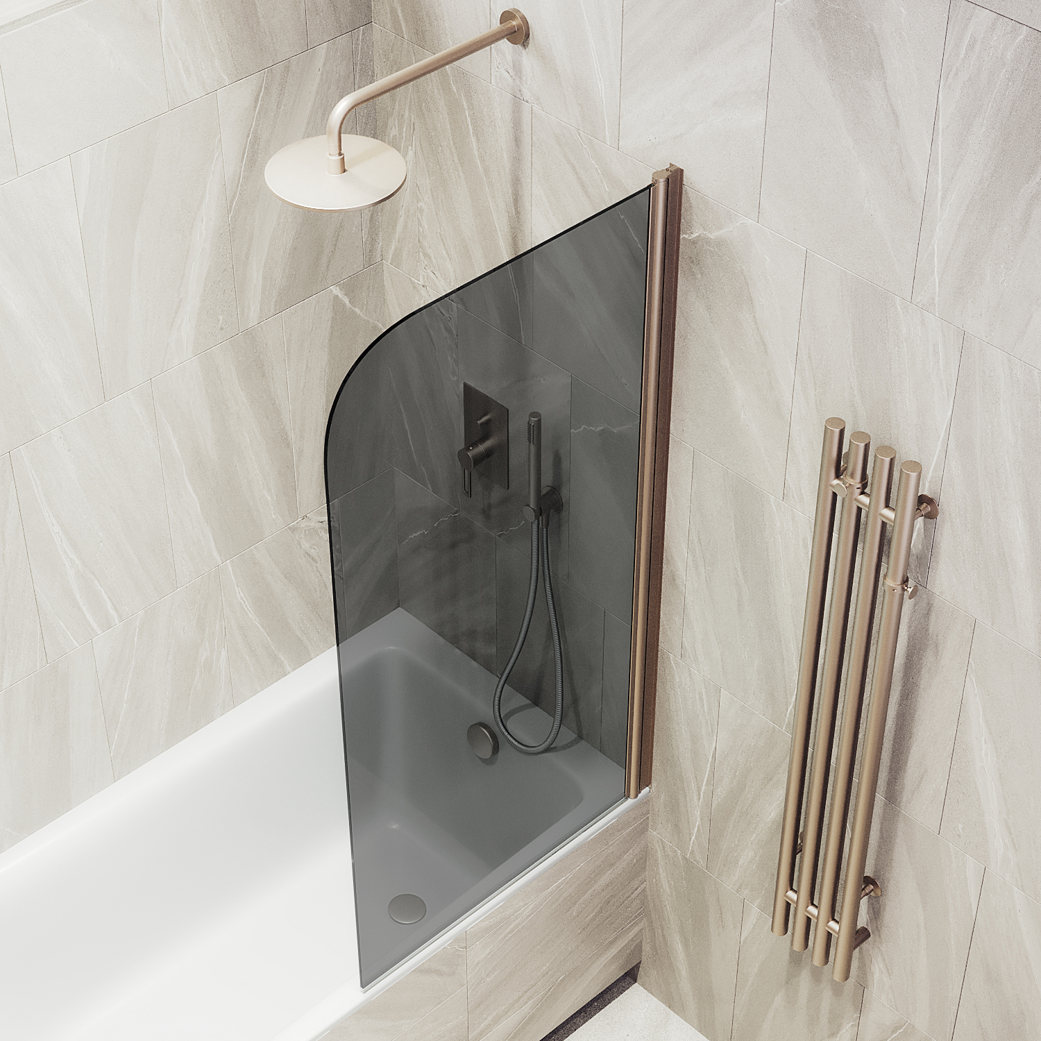 Шторка для ванны поворотная на монопетле ST-613-2 Public Steel