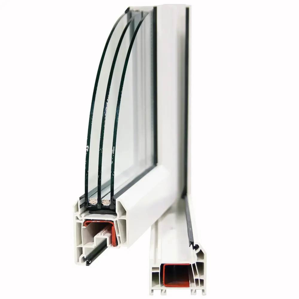 Пластиковое балконная дверь ПВХ Deceuninck двустворчатая 2100x1200 мм (ВхШ) однокамерный стеклопакет белый STLM-2208982 - Вид №2