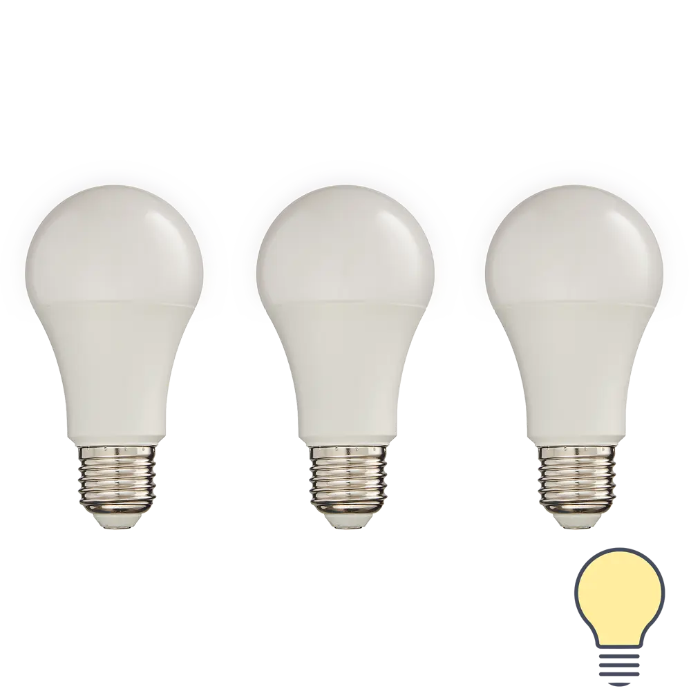 Набор умных ламп светодиодных Wi-Fi Osram Smart Plus E27 220-240 В 9.5 Вт груша матовая 1055 лм теплый белый свет 3 шт LEDVANCE STLM-2077599