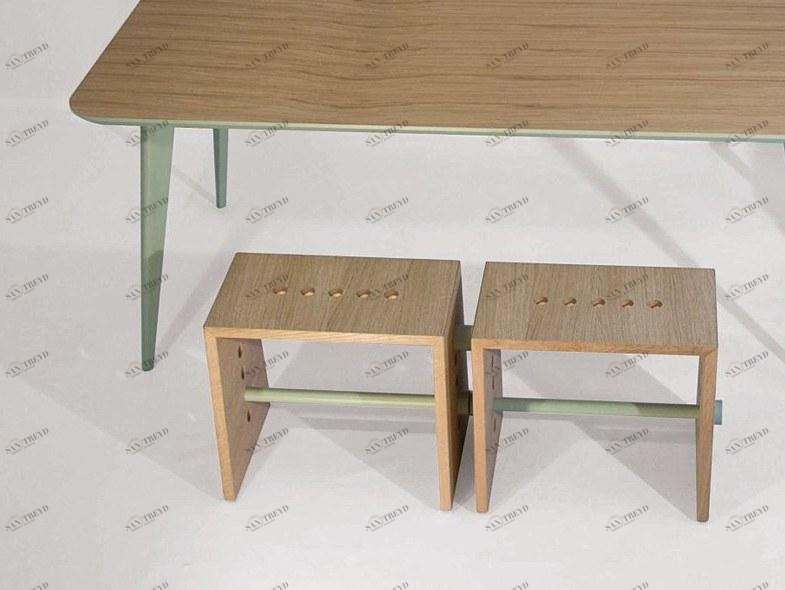 KARN Низкий деревянный табурет с подставкой для ног Karn design sun-id-1484121