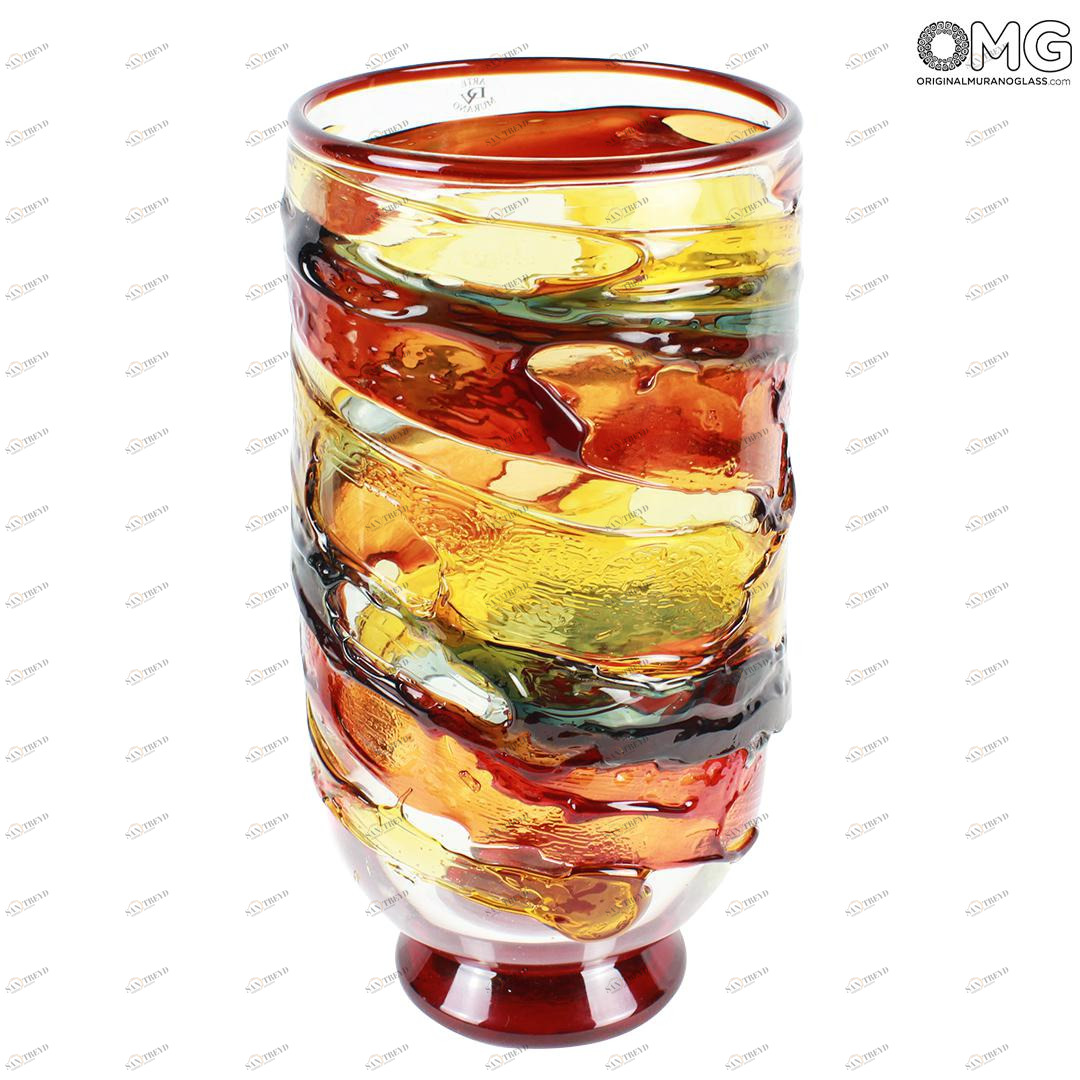 353 ORIGINALMURANOGLASS Ваза Арес - красно-черная - муранское стекло OMG 10 см 