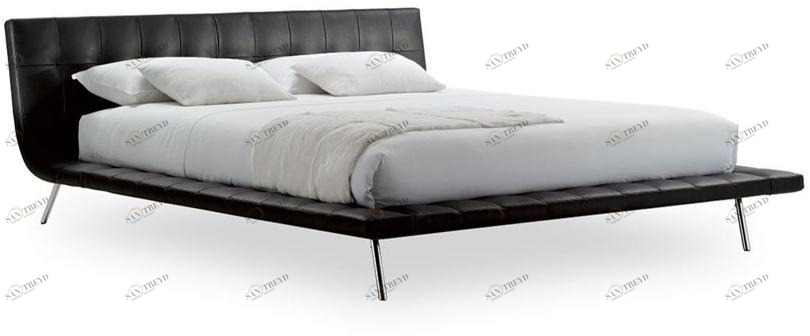 Poliform Двуспальная кровать из кожи с тафтинговым изголовьем Onda sun-id-1394292