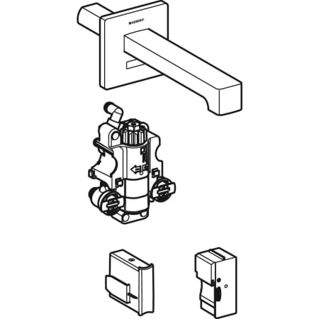 116.277.21.1 Смеситель для раковины Geberit Brenta, настенный монтаж, питание от сети, с функциональным блоком для скрытого монтажа Geberit  - Вид №7