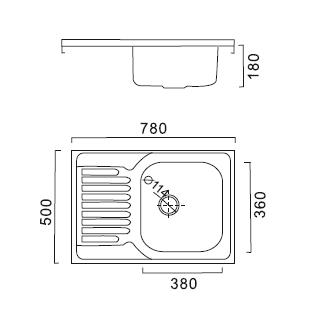 HBD5078 Кухонная мойка , сталь микродекор Haiba  - Вид №2