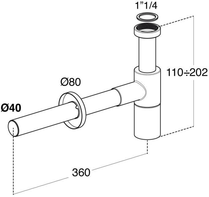 Redi Хромированный сифон abs для умывальника Nicoll Xscl4cr - Вид №1