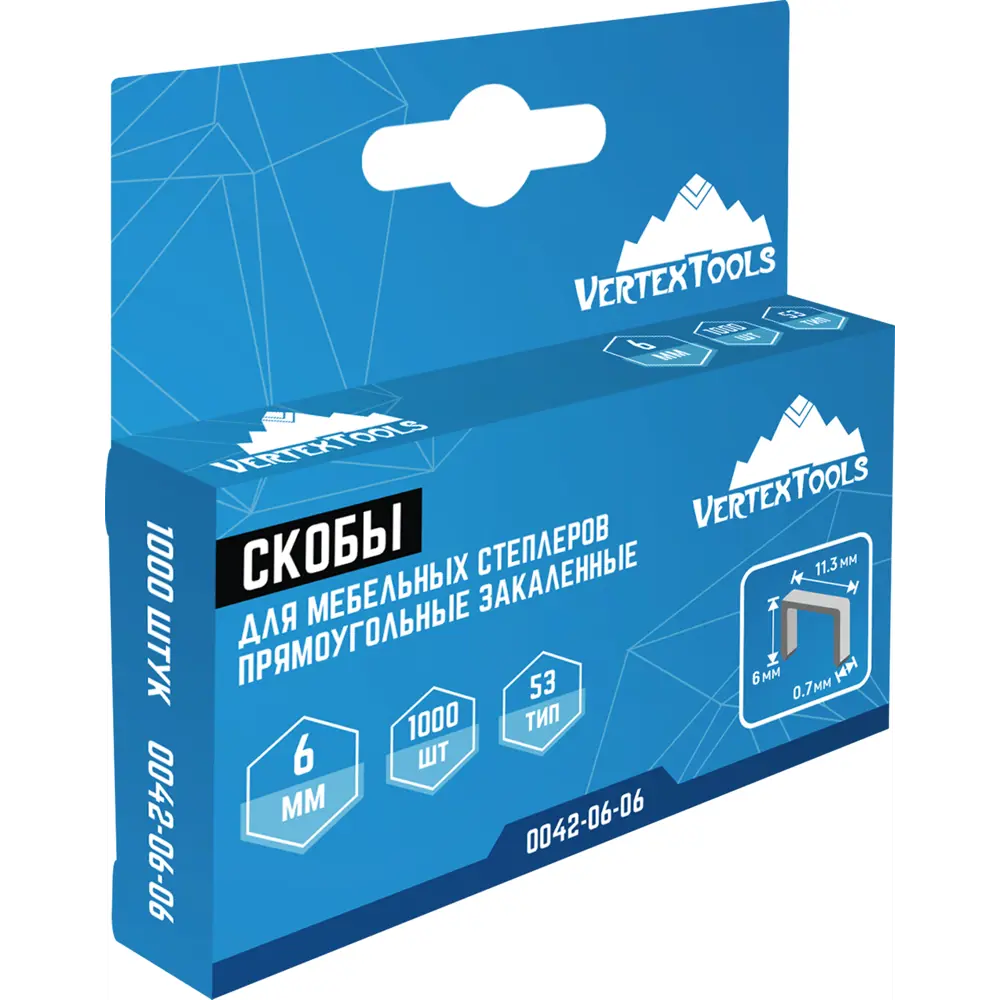 Скобы Vertextools для мебельного степлера тип 53, 6 мм (1000 шт) 84610602 STLM-0052884 - Вид №2