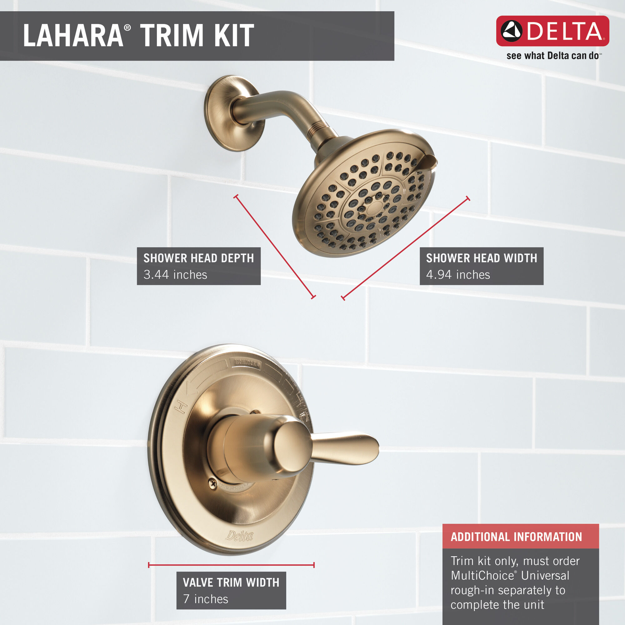 T14238-CZ Облицовка для душа Monitor® серии 14 Delta Faucet Lahara Шампанское бронза  - Вид №2