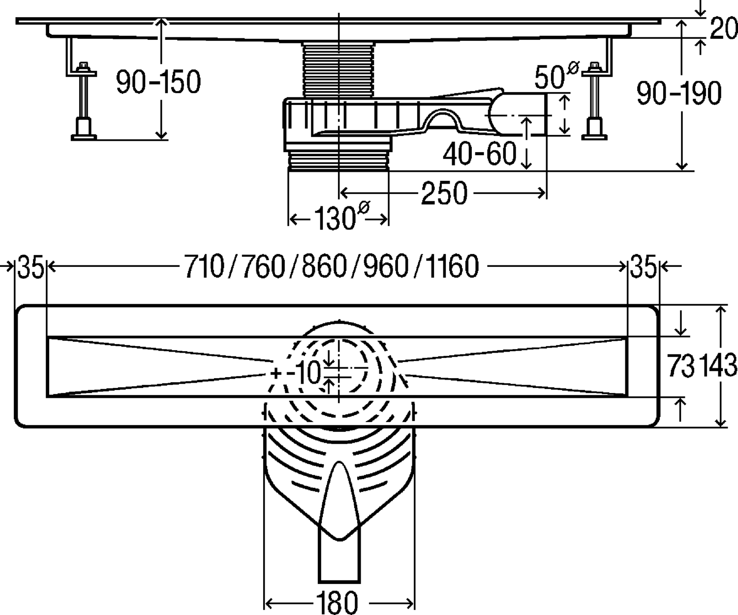 Канализационная арматура  Душевые лотки Advantix  Решетки VIEGA 655 129 1) Модель 4980.10 Santreyd  - Вид №2