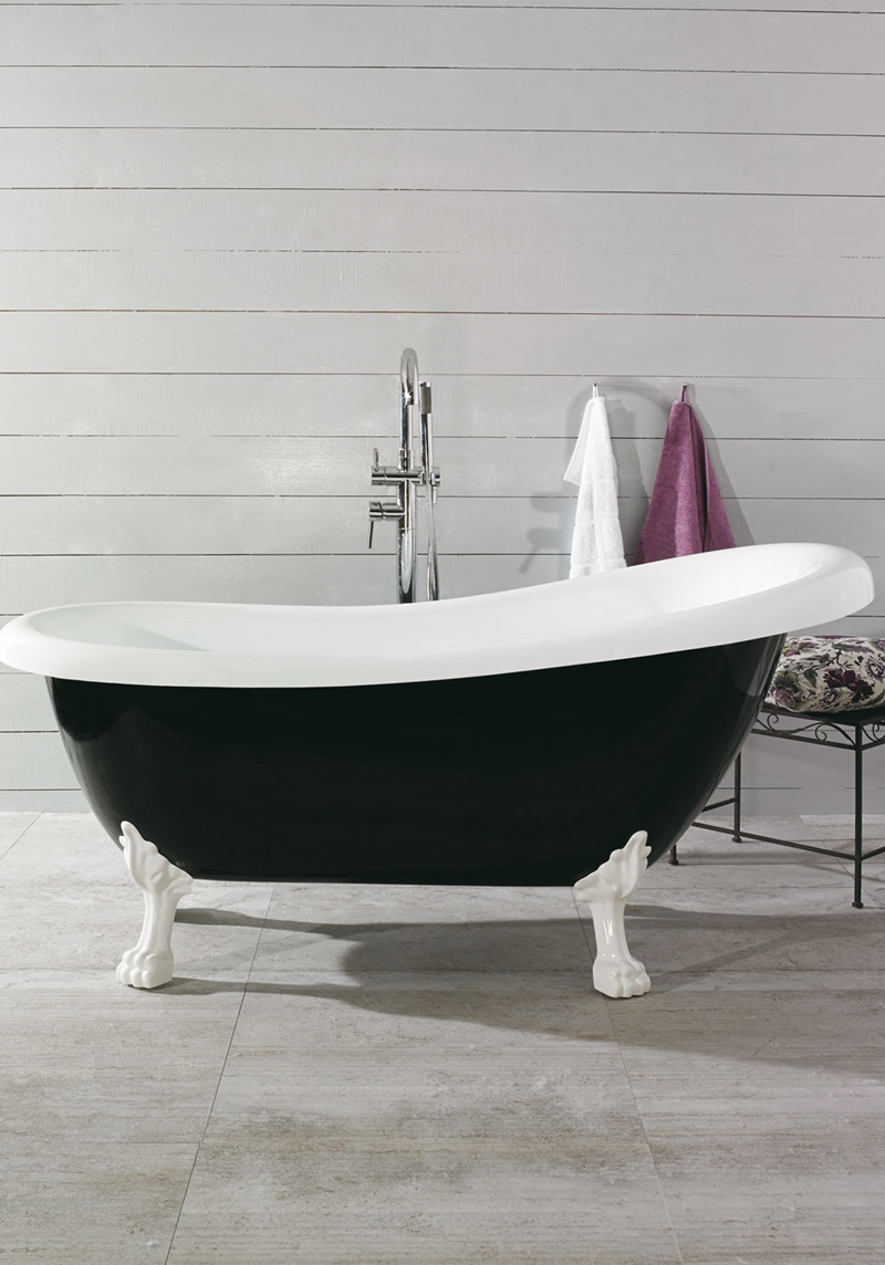 194 Ванны Old England 156 Черный / Белый, Белые Ноги Noro  Черный 