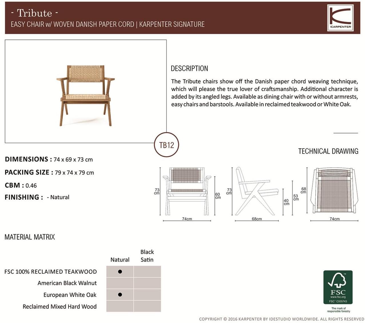 KARPENTER Кресло из веревки и тика с подлокотниками Tribute Tb12-t - Вид №4