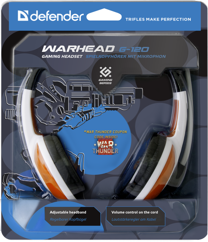 64098 игровая гарнитура warhead g-120 красный + белый, кабель 2 м Defender Santreyd  - Вид №6