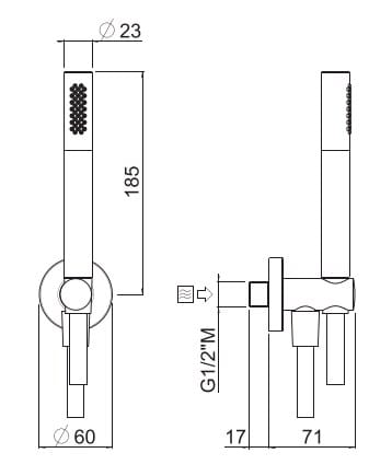 Настенный ручной душ ABS с фиксированной струей CARIMALI ARCH-00060123 - Вид №3