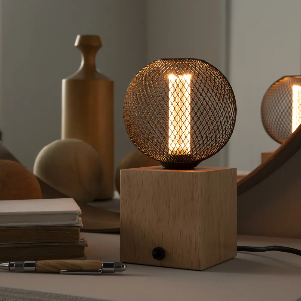 INSPIRE Bokken — деревянная настольная лампа-куб с цоколем Е27 83618145 STLM-0042885 - Вид №5