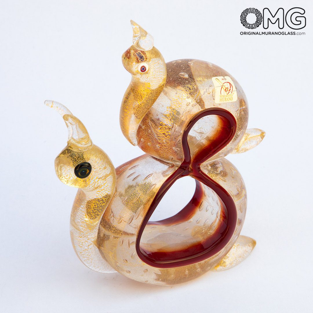3420 ORIGINALMURANOGLASS Скульптурная работа Улитки - муранское стекло и золото OMG  см  - Вид №1