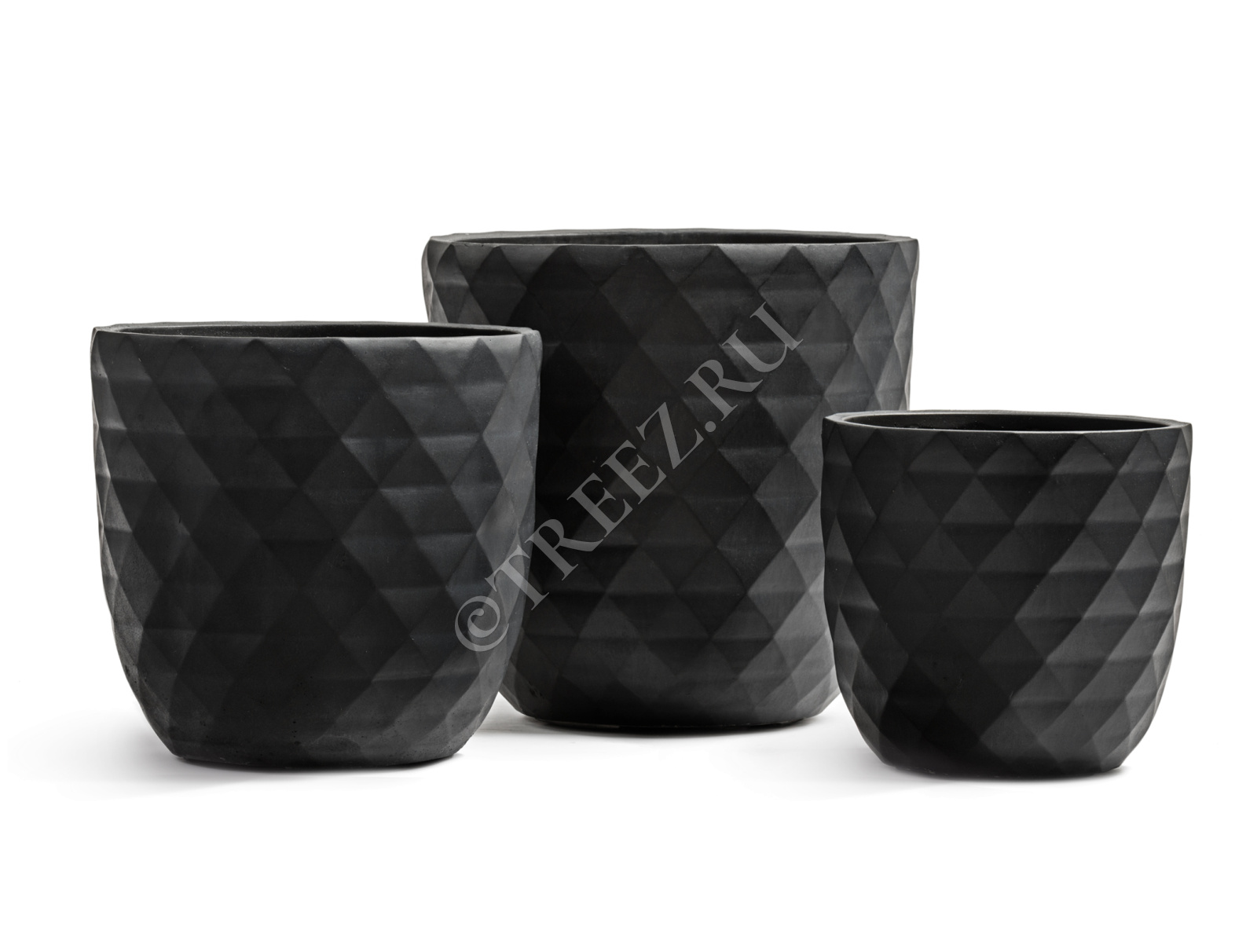 41.1020-0037-BLCK-37 Кашпо  ERGO - серия Diamond - Чаша-конус - Антрацит Цветочная коллекция 
