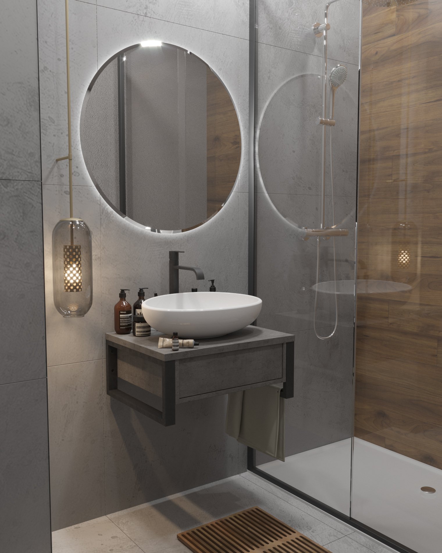 Тумба GRUNGE LOFT 60П 1в.я Бетон темно-серый 1 Marka Ц0000001581 - Вид №3