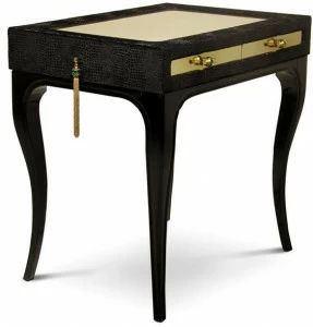 KOKET Прикроватная тумбочка из лакированной кожи с ящиками Exotica