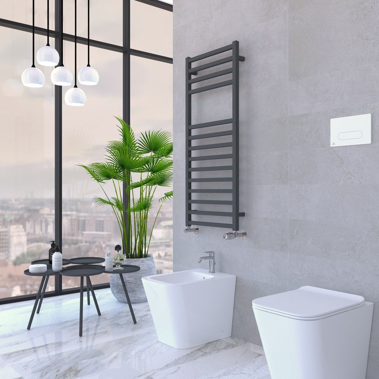 Настенный стальной полотенцесушитель с горячей водой Ercos Square ARCH-00113034 - Вид №3