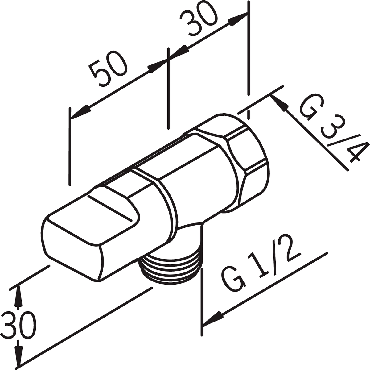 Oras 105001 Клапан стиральной машины, G3/4 x G1/2 105001  Хром  - Вид №2