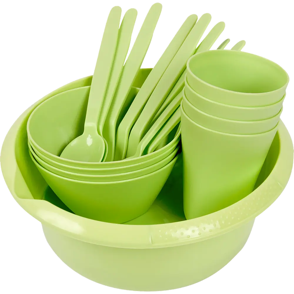 Набор посуды Berossi Picnic 4 персоны полипропилен цвет зеленый STLM-2042902