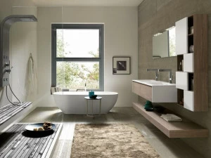 Archeda Подвесная тумба под умывальник из дерева с зеркалом Tulle