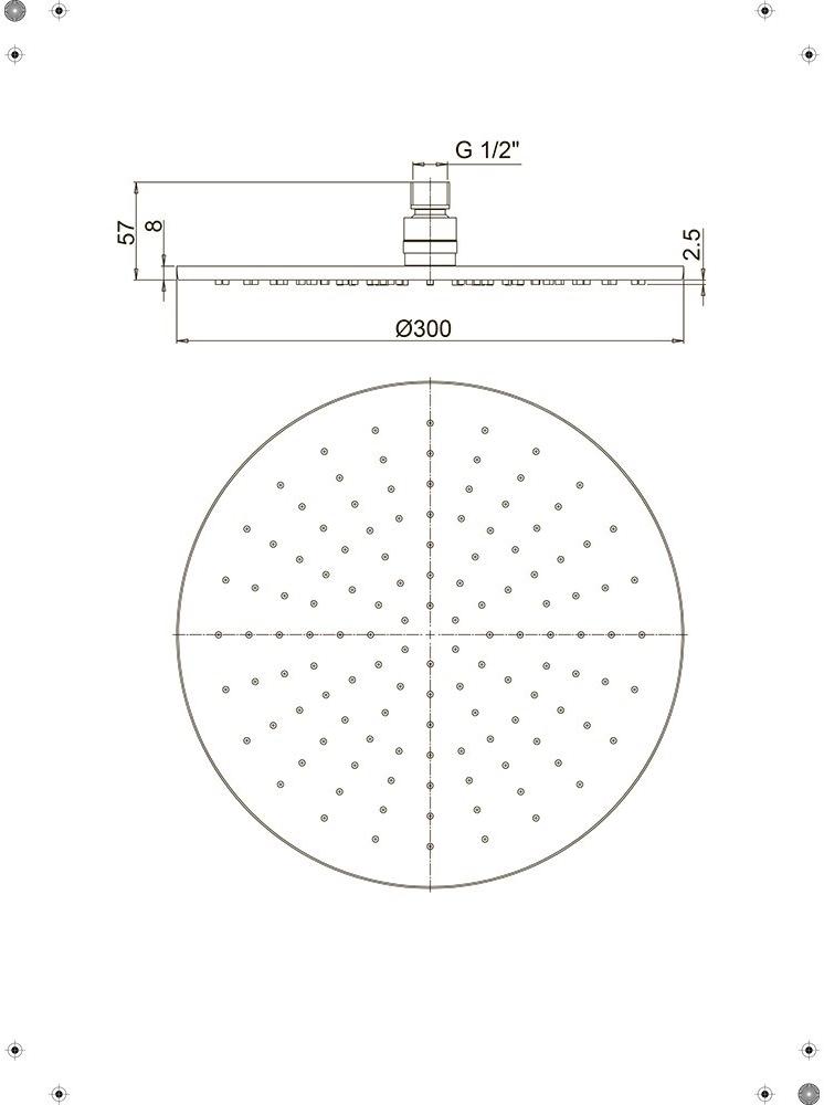 50CR759/30EBI Расс.д/душа, металл, круглый, 300 мм, хром Paini 50CR759/30EA - Вид №3