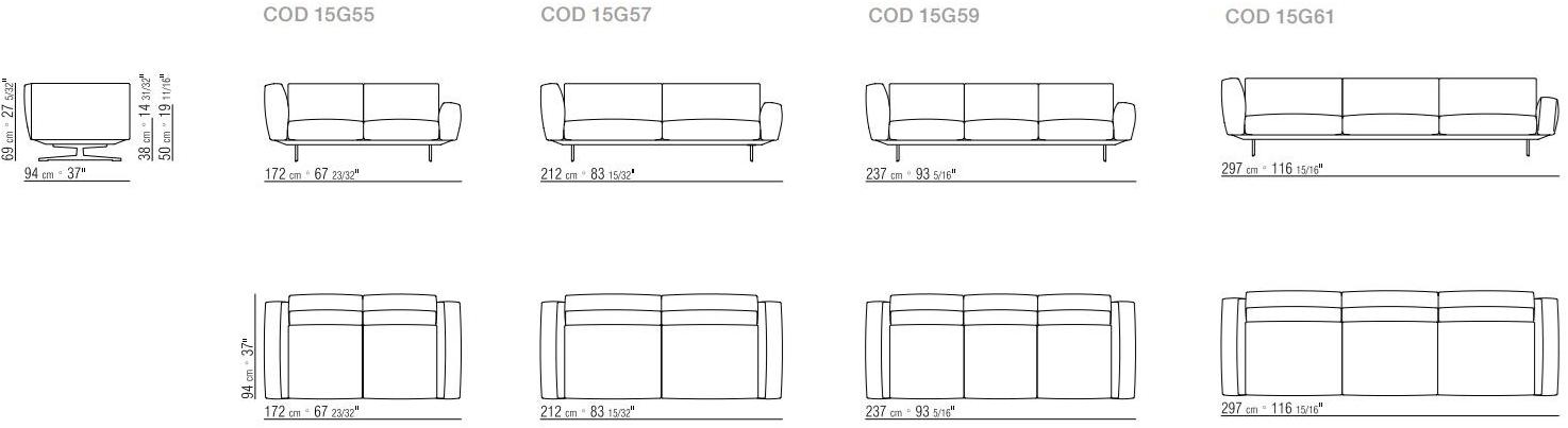 Flexform 3-х местный кожаный диван со съемным чехлом Soft dream sun-id-1465976 - Вид №4