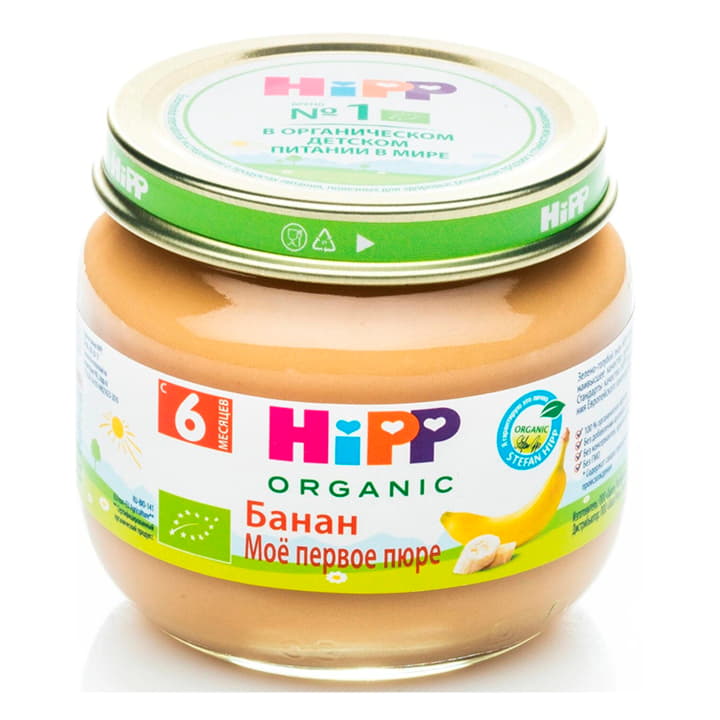 Фруктовое пюре Банан с 6 месяцев мое первое пюре HiPP 80 г Santreyd 15607 - Вид №1