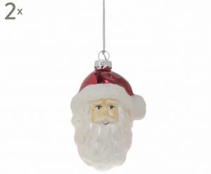Набор елочных игрушек "Санта", 2 штуки TO4ROOMS НОВОГОДНИЙ ДЕКОР 00-3831204 Белый