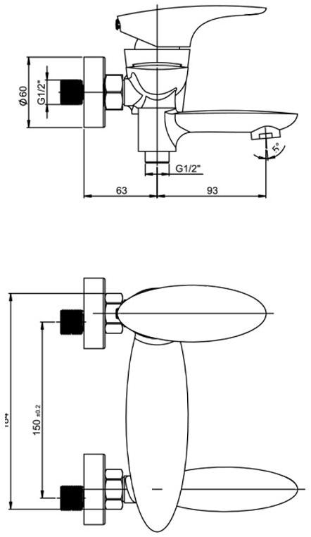 Paini Verona VRCR111KM смеситель для ванны - Вид №4