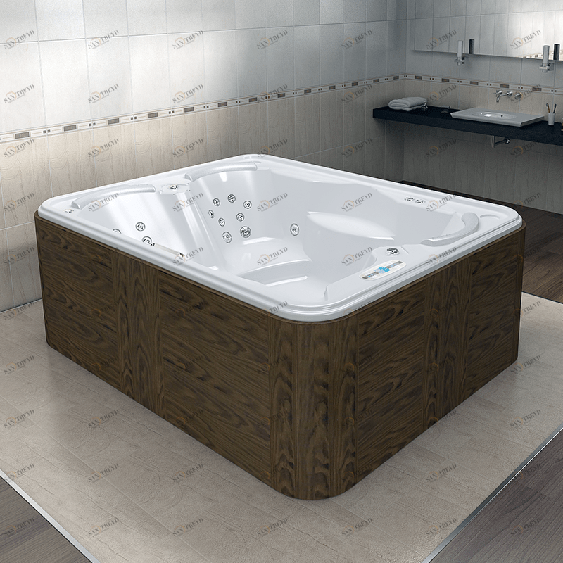 Минибассейн г/а "DeLuxe" (белый), 2140х1680, рама-подставка, панели - декоративная террасная доска,  27 гидромассажных форсунок, 12 аэромассажных форсунок, излив-ручка "Рикарди", 3 подголовника, хромотерапия 2 лампы, "SPA-контроллер", система фильтрации " Radomir 130000053Б