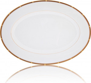 32025 Noritake Блюдо овальное Noritake "Рочель,золотой кант" 31см Фарфор костяной