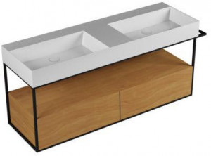 MSQ 142 Мебельное решение Azzurra ceramica Подвесная конструкция из окрашенного металла в комплекте с тумбой с двумя ящиками ELEGANCE