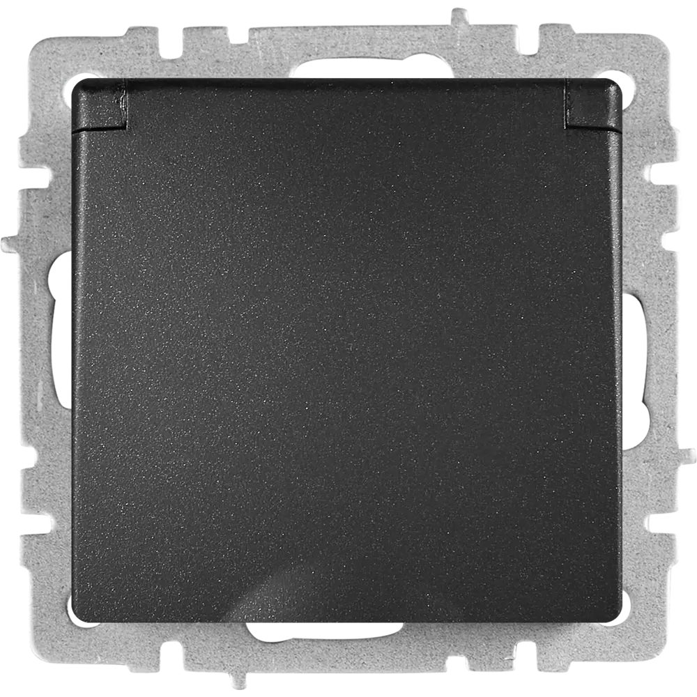 Розетка IEK Brite с защитными шторками и крышкой, черная 87761550 STLM-1115873