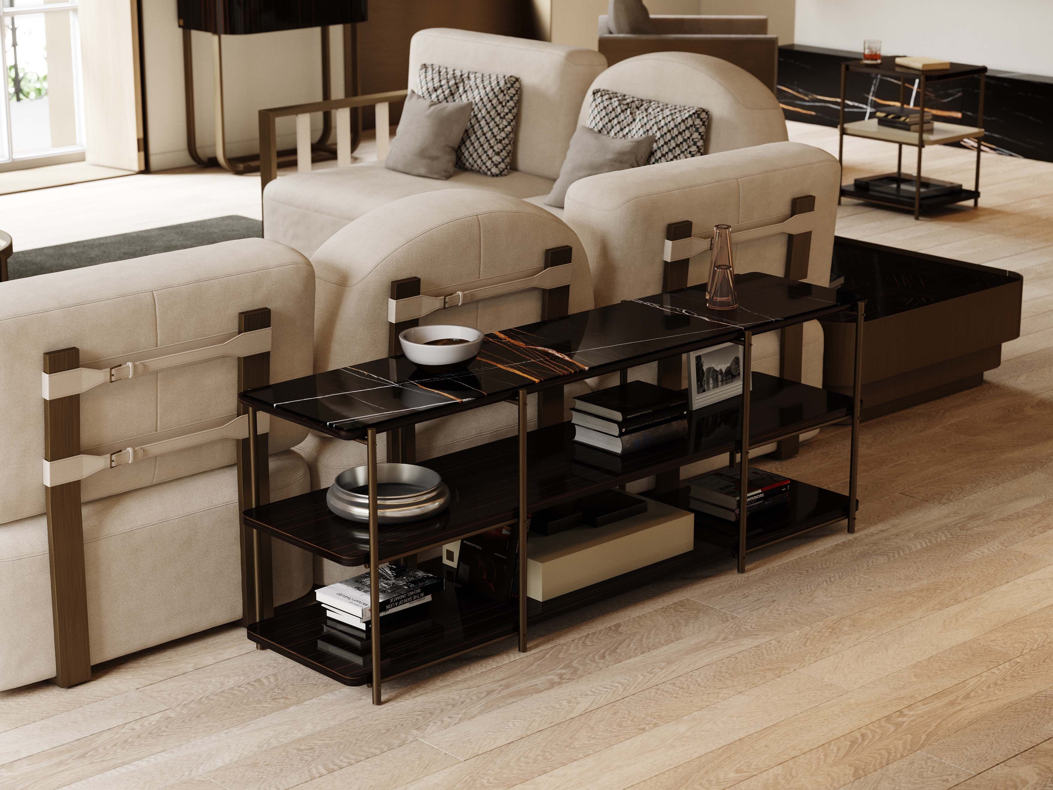 Прямоугольная консоль с бронзовыми и мраморными столешницами Stylish Club His &amp ARCH-00108194 - Вид №8