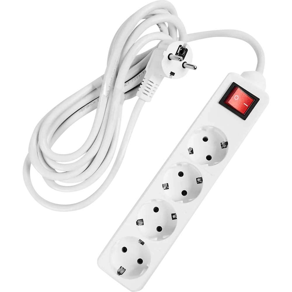 Удлинитель Защита Про с заземлением — 4 розетки, 3 метра, 3500 Вт 82741176 STLM-0035243