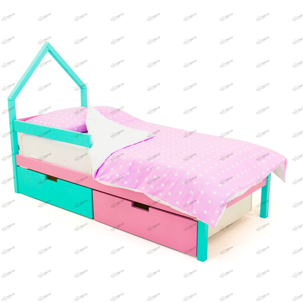 Детская кровать-домик мини Svogen мятная, лаванда БЕЛЬМАРКО  326847 Голубой;розовый Santreyd 