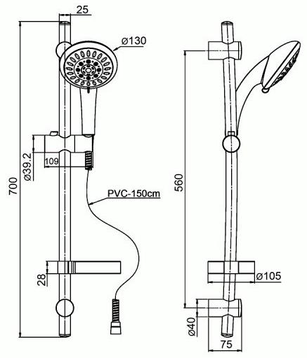 Paini Pavia 50CR124/P17 душевой гарнитур - Вид №1