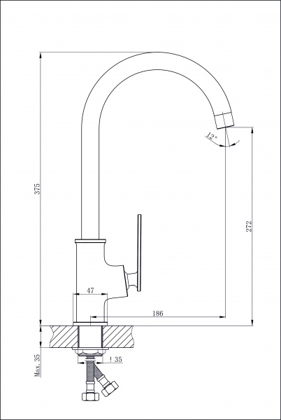 Смеситель для кухни Rush Palm PL2530-22 высокий хром 11523130 - Вид №1