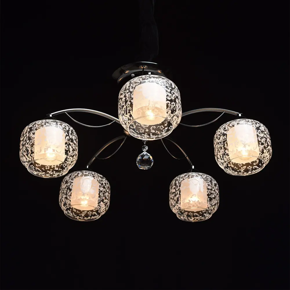 Люстра Грация 5xE14x60 Вт, металл/стекло, цвет чёрный/белый MW-Light STLM-2182934 - Вид №2
