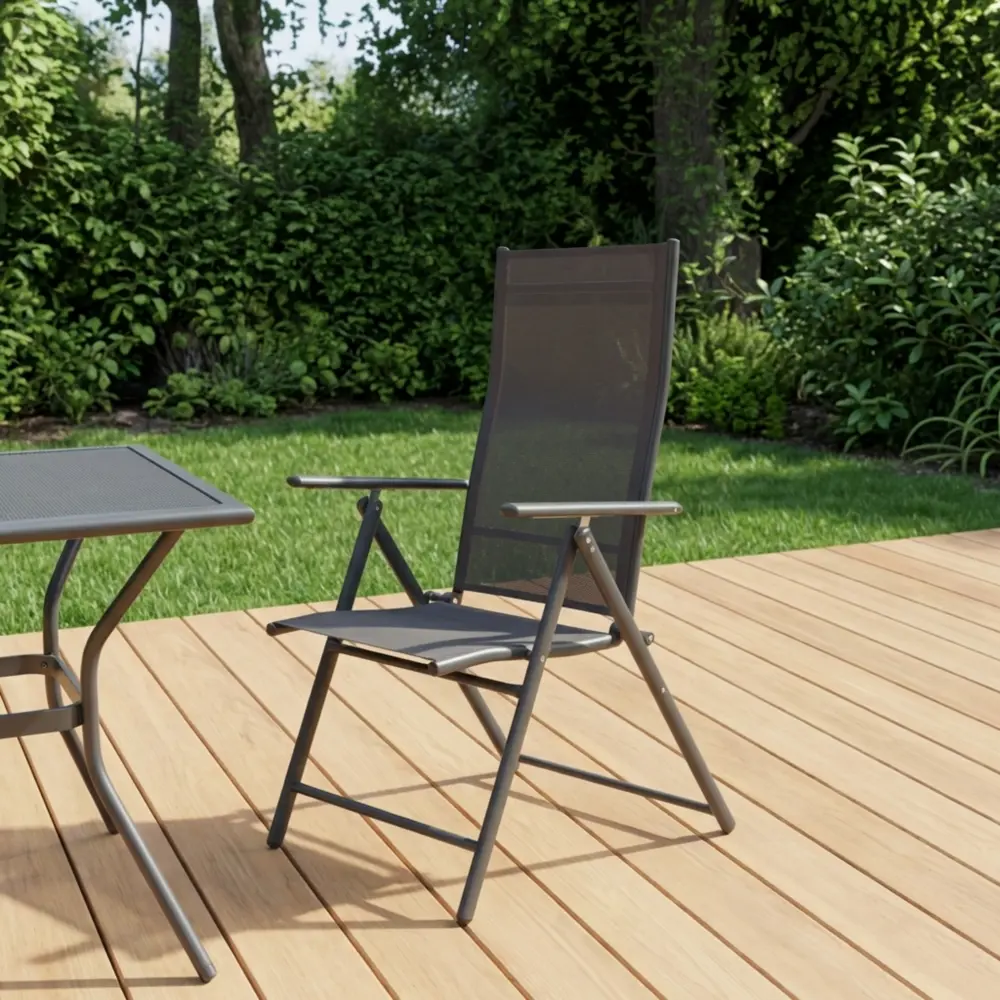 Стул садовый складной BEGINIA Alma 57x68x105 см сталь серый STLM-2023801 - Вид №12