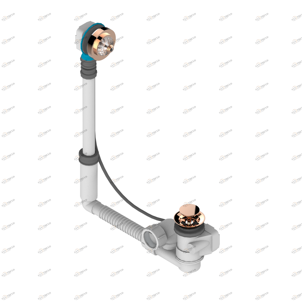 A8P-302 Перелив GEBERIT для ванны. Регулируемая высота : от 165 мм до 390 мм регулируемый вынос: от 110мм до 230мм - европейская модель - выпуск Ø 40 мм поставляется со стильный ручкой управления Thg-paris Vogue c чёрным ониксом Розовое золото A8P-302 CAT.F